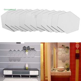Bộ 12 sticker dán tường lục giác tráng gương để trang trí phòng khách độc đáo