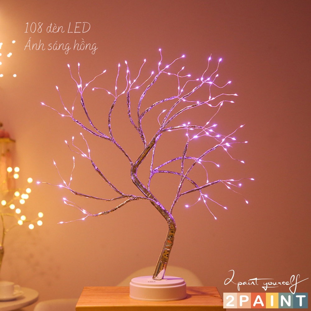 Đèn ngủ để bàn, đèn LED trang trí phòng ngủ hình cây decor (dùng Pin hoặc USB) 2PAINT