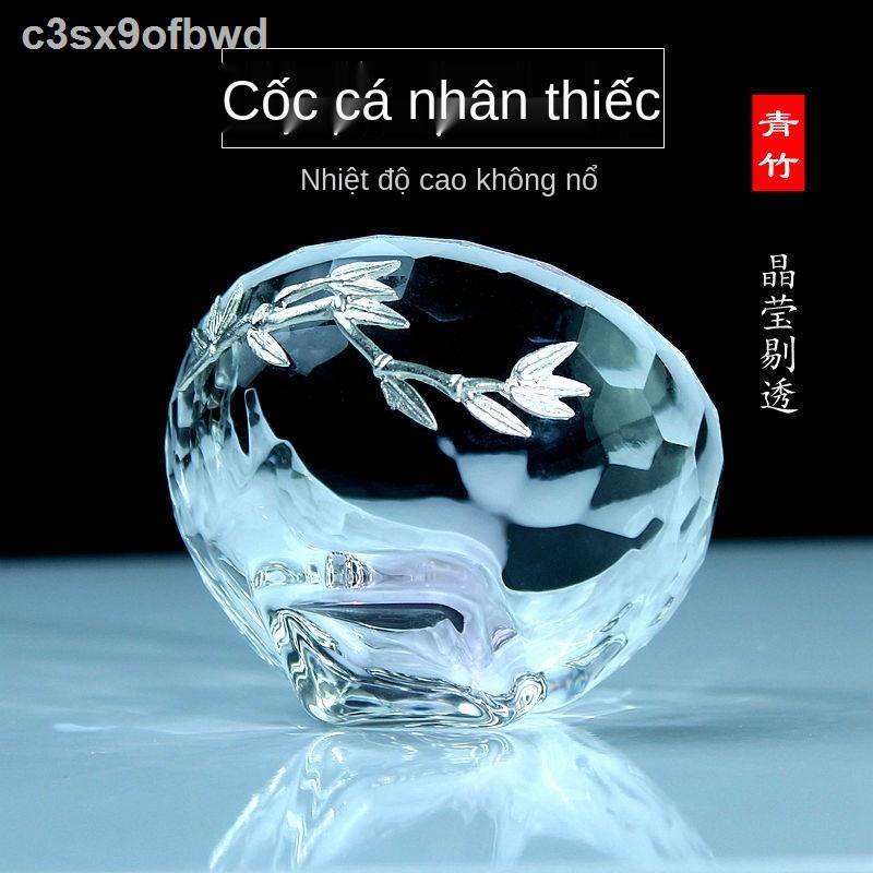 Cốc thủy tinh khảm thiếc, trà, trà Kung Fu dày, đơn, đạo pha lê thủ công chịu nhiệt