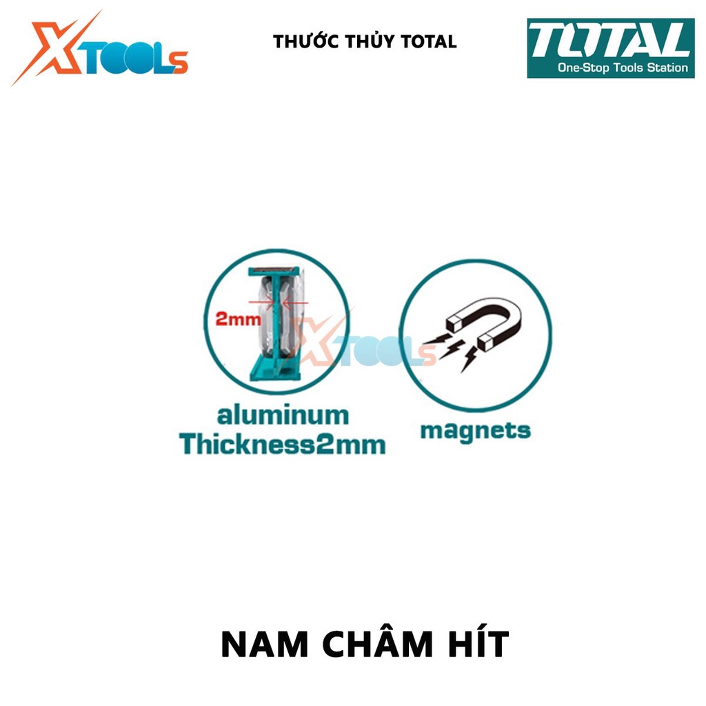 Thước thủy TOTAL | Thước nivo Chiều dài 80cm-100cm, Độ dày thước nhôm 2mm, Có nam châm hít đo góc nghiêng, độ nghiêng, đ