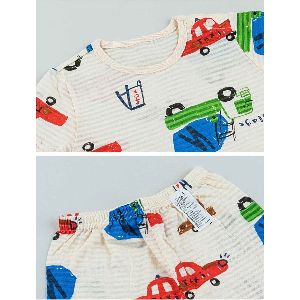 Bộ Ngắn Cao Cấp Bé Trai Nội Địa Hàn Quốc Của Hãng Cordii, Chất Cotton giấy Organic Mẫu xe Taxi