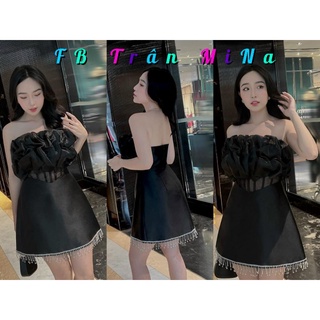 Đầm ống phối voan phồng tưa lai
