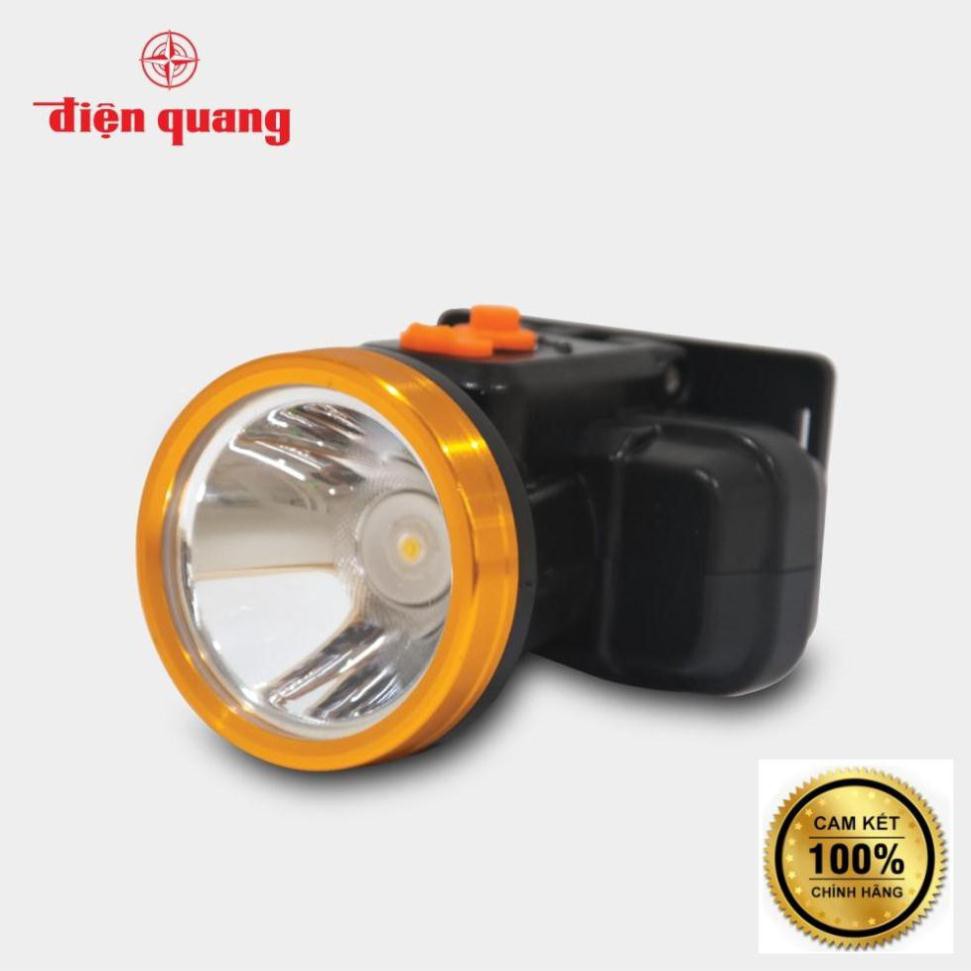 Đèn pin đội đầu Điện Quang ĐQ PFL16 R BLY WW (Pin sạc Lithium, Đen – Vàng, 2.5W, warmwhite) [Hàng sẵn]