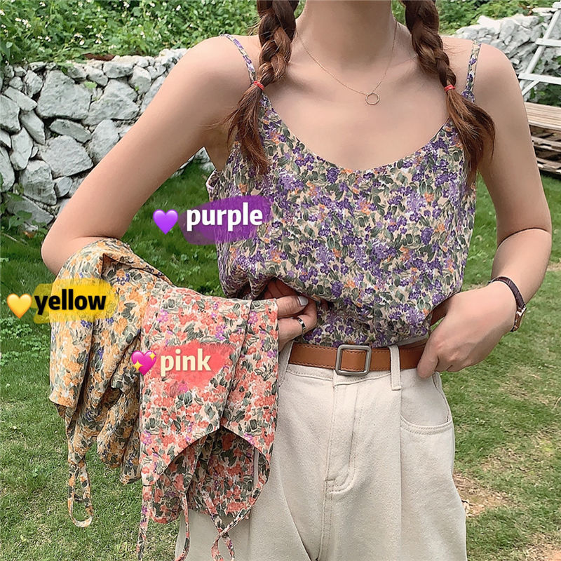 Áo Hai Dây Họa Tiết Hoa Phong Cách Hàn Quốc Quyến Rũ