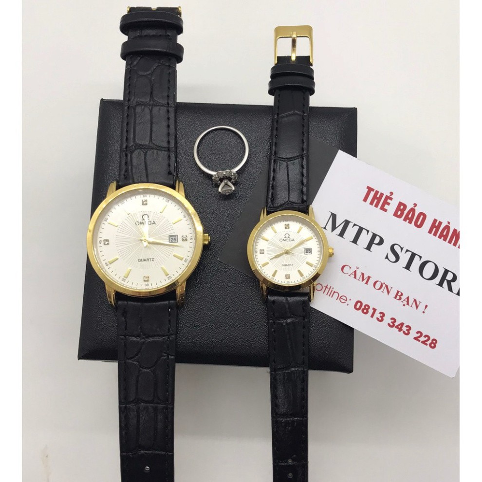 (Thẻ bảo hành 12 tháng) Đồng hồ Omega Nam nữ dây da đính đá tính tế | BigBuy360 - bigbuy360.vn
