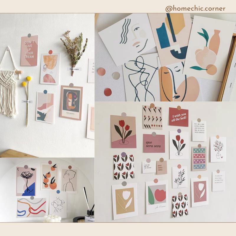 Set postcard dán tường bìa ảnh trang trí decor bàn học phụ kiện chụp ảnh Hàn Quốc Vintage/Boho | HOME CHIC CORNER