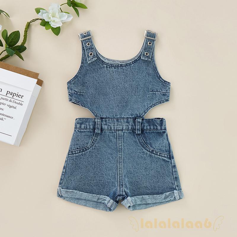 Bộ Áo Liền Quần Cổ Vuông Không Tay Màu Trơn Thời Trang Mùa Hè Cho Bé 6 Tháng-4 Tuổi