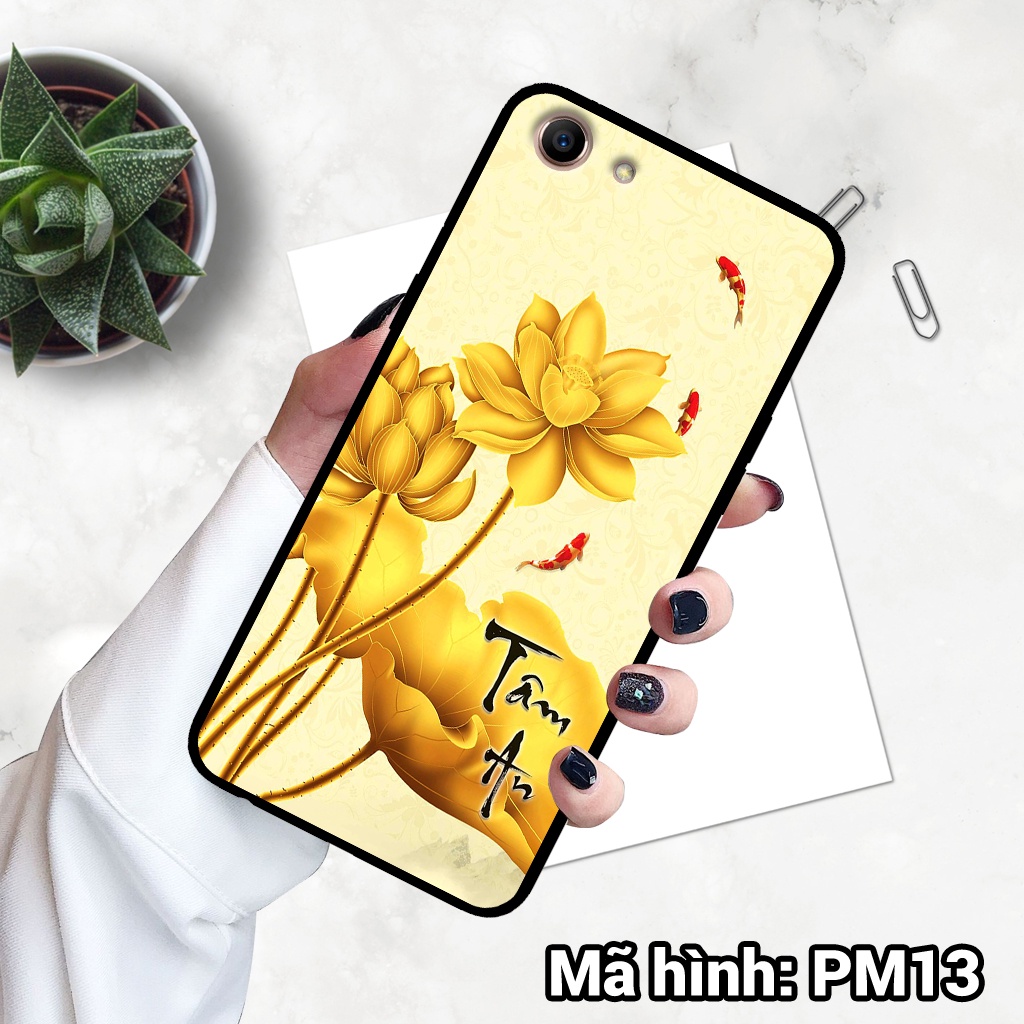Ốp điện thoại OPPO F1S/ A39/ A71/ A83 in hình hoa sen,cá chép phong thủy – lưng kính tráng gương viền dẻo