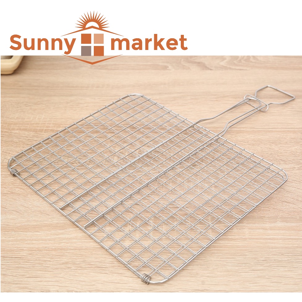 Vỉ nướng inox cao cấp, tiện dụng 18 x 24cm , kẹp nướng thịt cá inox, phên nướng inox