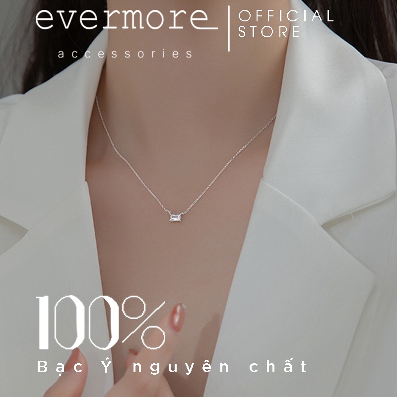 Dây chuyền bạc EVERMORE, vòng cổ bạc chữ nhật đính đá ngang Phaedra phong cách thanh lịch, minimalism - D046