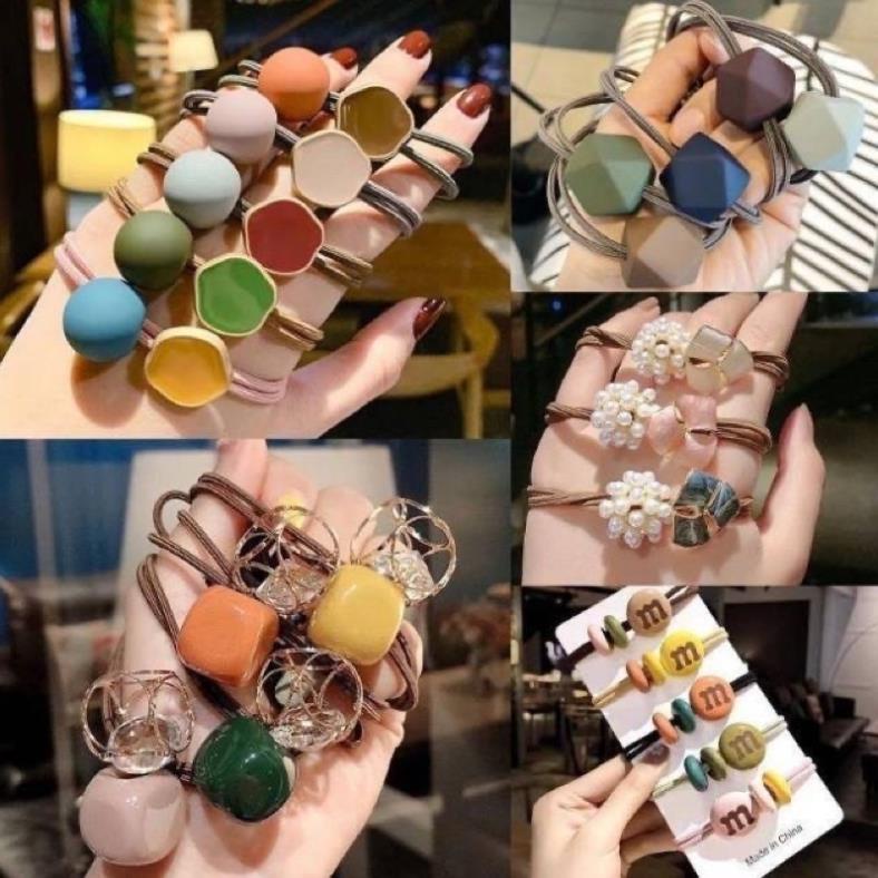 ❤️ Dây buộc tóc set 20 chun buộc tóc túi nhựa trong mix nhiều hình dễ thương ❤️