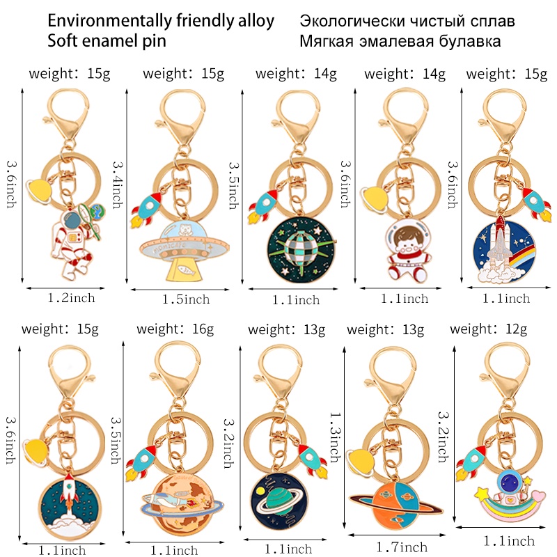 Móc Khóa Hình Tên Lửa / Phi Hành Gia / Hành Tinh Hoạt Hình Bằng Hợp Kim Dễ Thương Sáng Tạo 10 Kiểu
