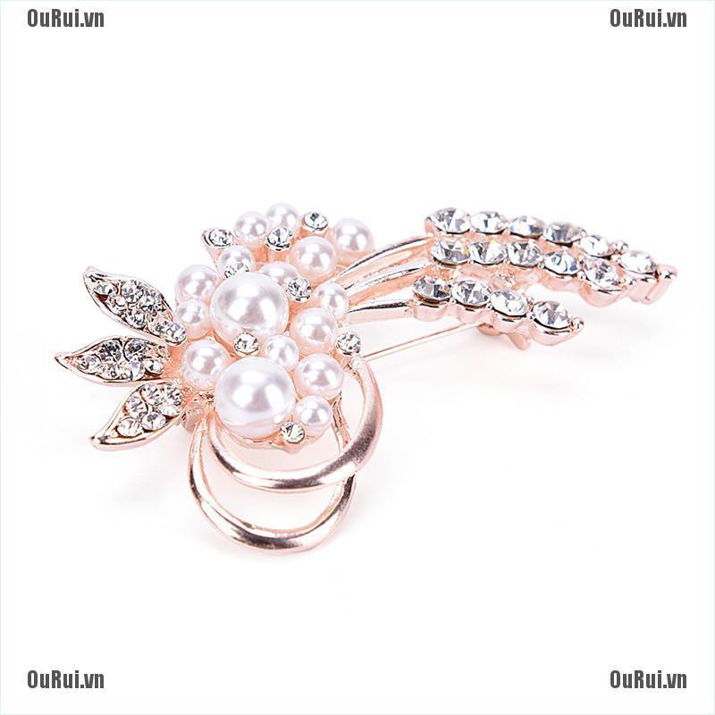 (FCC) Trâm Cài Áo Sơ Mi Cotton Đính Đá Và Ngọc Trai Giả Phong Cách vintage