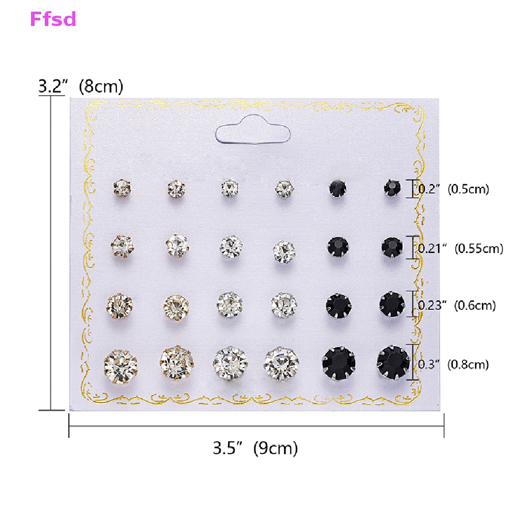 {Ffsd} Set 12 Đôi Bông Tai Tròn Pha Lê Zircon Pha Lê Cho Nữ * Hàng Bán Chạy