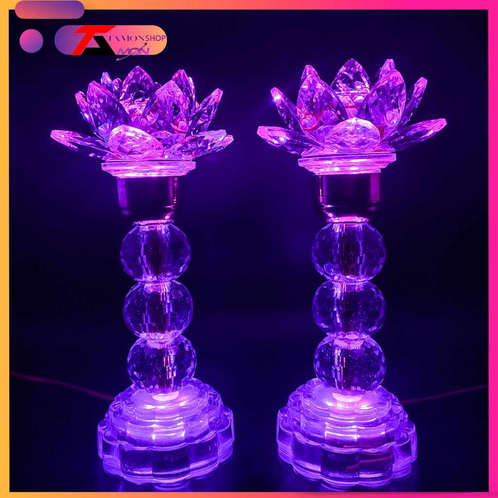 Cặp đèn thờ cầu hoa sen trang trí tủ thờ, đèn thờ gia tiên, quan âm bồ tác, Phật tổ như lai