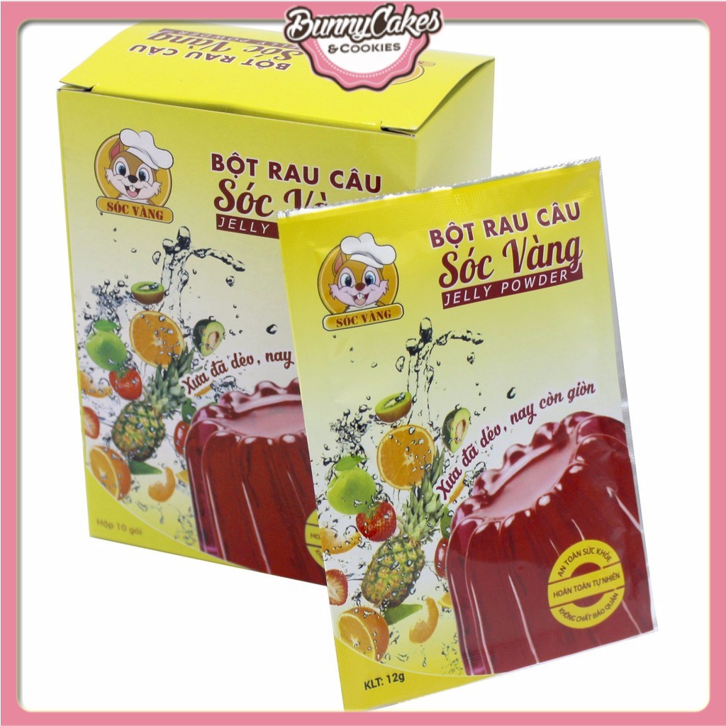 Bột Rau Câu Dẻo Giòn Sóc Vàng Hộp 10 Gói