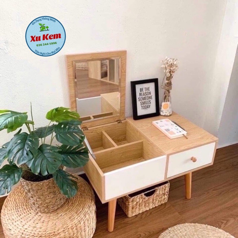 🌟MIỄN SHIP🌟 Bàn Trang Điểm Ngồi Bệt, Bàn Phấn Có Gương Gỗ MDF Cao Cấp Chịu Lực Cao - 25 June Decor