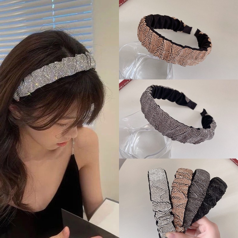 Cài tóc đính đá pha lê lấp lánh có thể gấp lại cho nữ