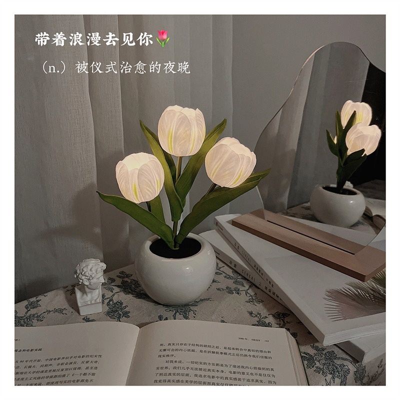 Đèn Ngủ Led Hình Hoa tulip Trang Trí Phòng Ngủ