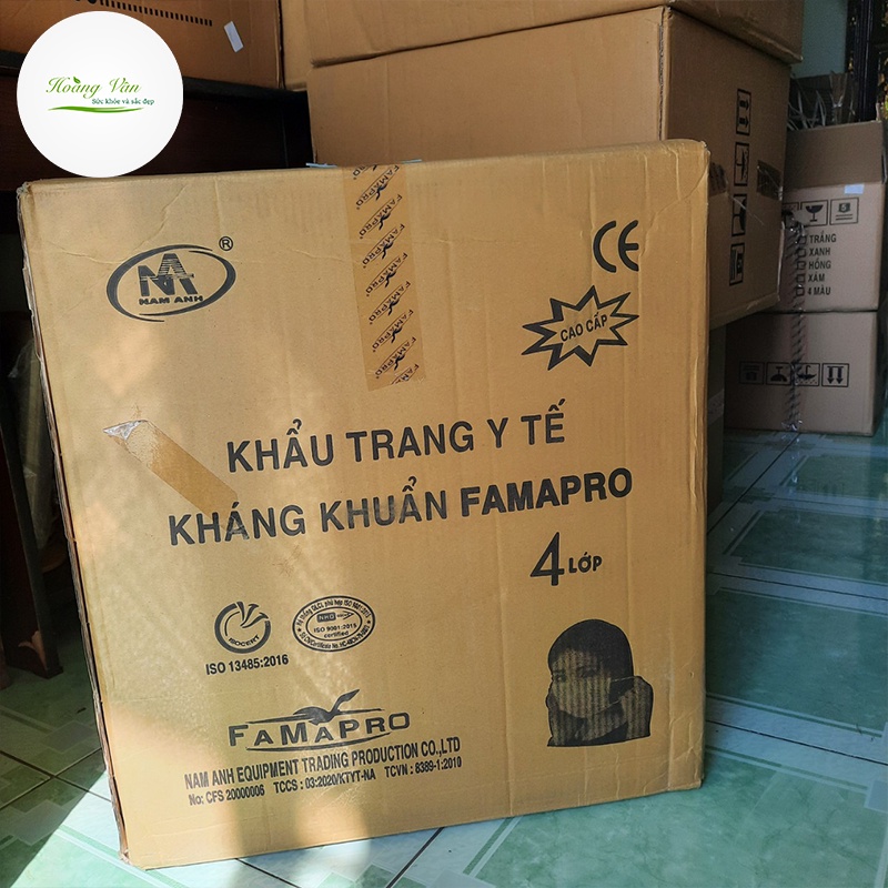 [Thùng 50 hộp] Khẩu trang y tế kháng khuẩn Famapro 4 lớp Nam Anh - Hộp 50 cái