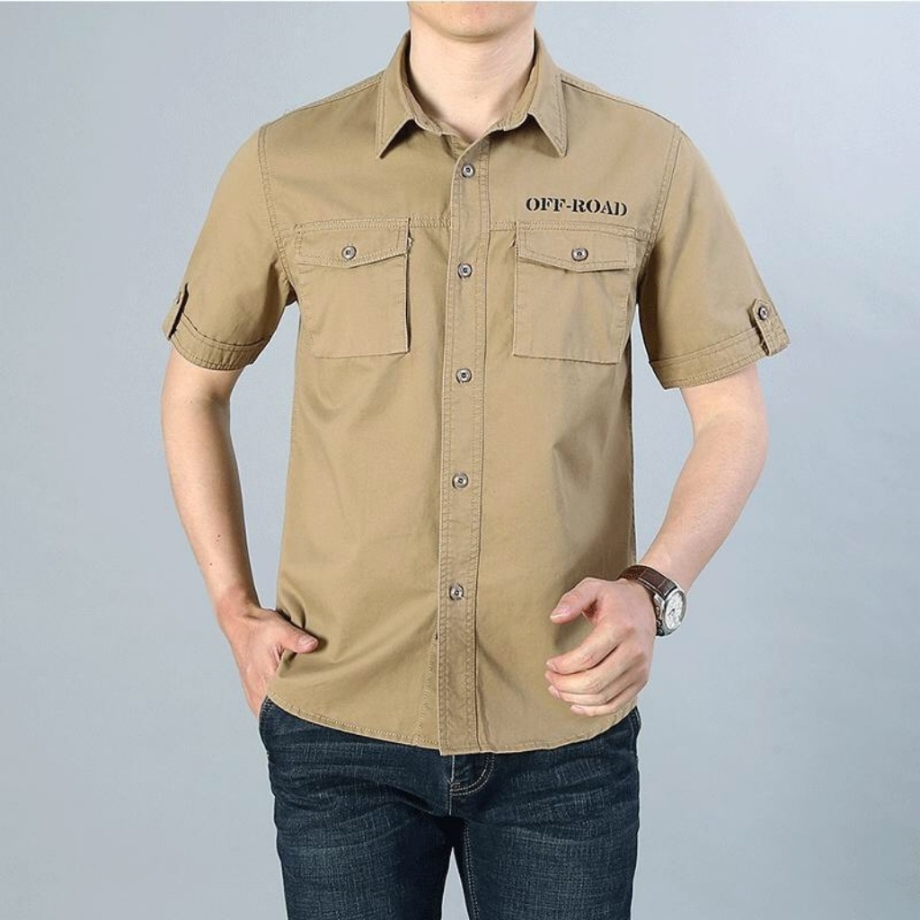 Áo sơ mi nam kaki ngắn tay túi hộp Mã 01 Thời trang DEAL PLAZA Chất kaki bền màu chuẩn shop