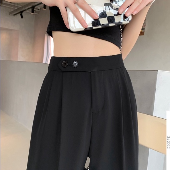 Quần Dài Lưng Cao Ống Suông Rộng Không Biến Dạng 49537