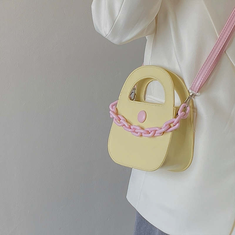 IELGY Túi Đeo Vai Dáng Tròn Nhỏ Màu Sắc Tương Phản Thời Trang Cho Nữ