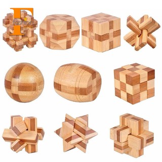 Set 10 đồ chơi khoá Luban 3D bằng gỗ handmade theo phong cách vintage