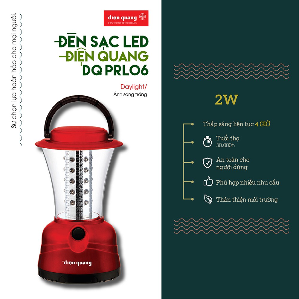 Đèn sạc Led Điện Quang ĐQ PRL06 (2W, daylight)