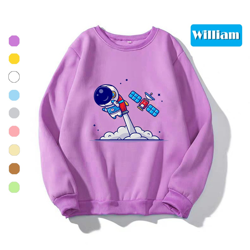 Áo sweater nam nữ in hình Du Hành Gia dễ thương cute, chất nỉ dày dặn, hợp làm áo cặp William - DS157