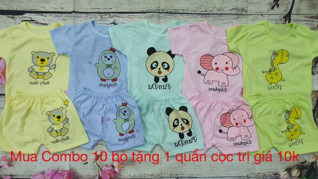 ÁP MÃ Hoàn 10k xu- Combo 5 Bộ quần áo cho bé sơ sinh/ bộ đồ cotton bé gái/bé trai