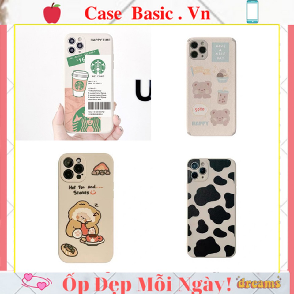 Ốp lưng iphone cạnh vuông in hình Starbucks Gấu Soyo Shiba 6/6s/6splus/7/7plus/8/8plus/X/Xs/ 11/12/pro/max/plus/promax