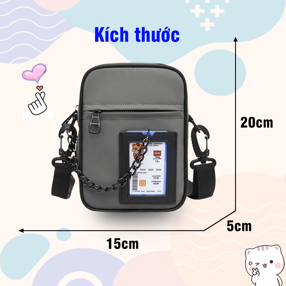 Túi Đeo Chéo Mini Thời Trang Hàn Quốc Vải Da Chống Nước, Túi Đeo Chéo Nữ Mini Đi Chơi, Đi Học Unisex Arhi Shop