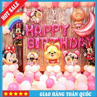 Trang Trí Sinh Nhật Cho Bé Gái Tuổi Chuột, Combo Trang Trí Sinh Nhật Bé Gái Màu Hồng, Tím, Happy Birthday 🍓FREESHIP🍓
