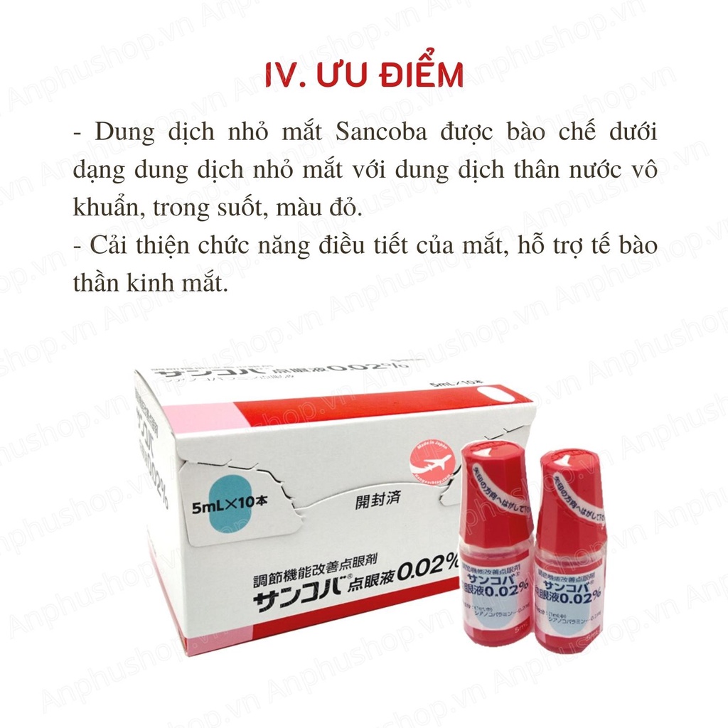 Nhỏ mắt Sancoba Nhật Bản 5ml giảm mỏi mắt, cận thị ( Hàng chính hãng)