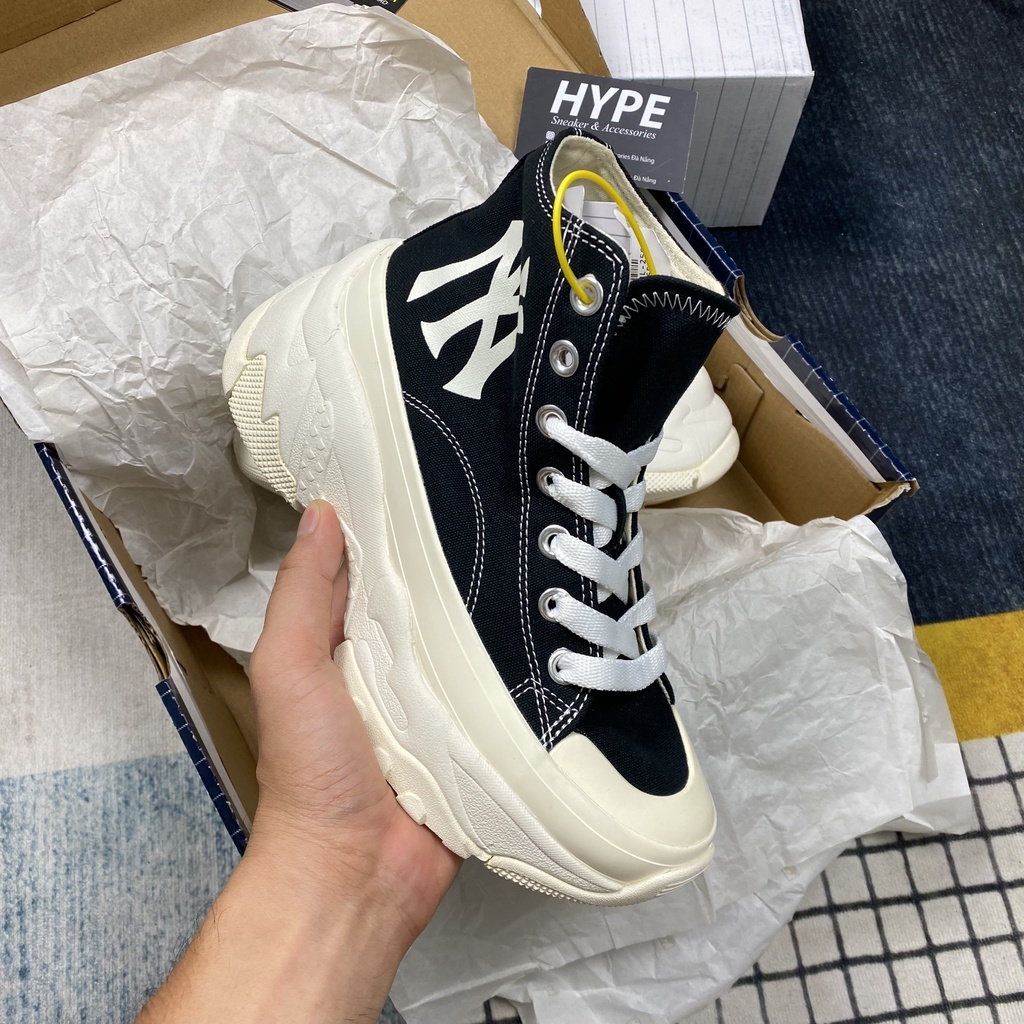 Giày sneaker MLB Chunky High New York Yankees (MLB đen đế trắng) - HYPE Sneaker | Bản 1:1 chuẩn