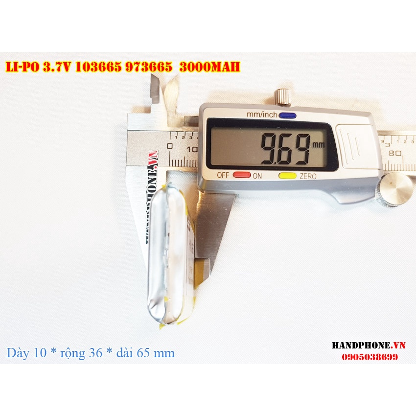 Pin Li-Po 3.7V 3000mAh 103665 (Lithium Polyme) cho Loa Bluetooth, Điện Thoại, Máy Trắc Địa, Định Vị GPS, POS,Cửa Vân Tay