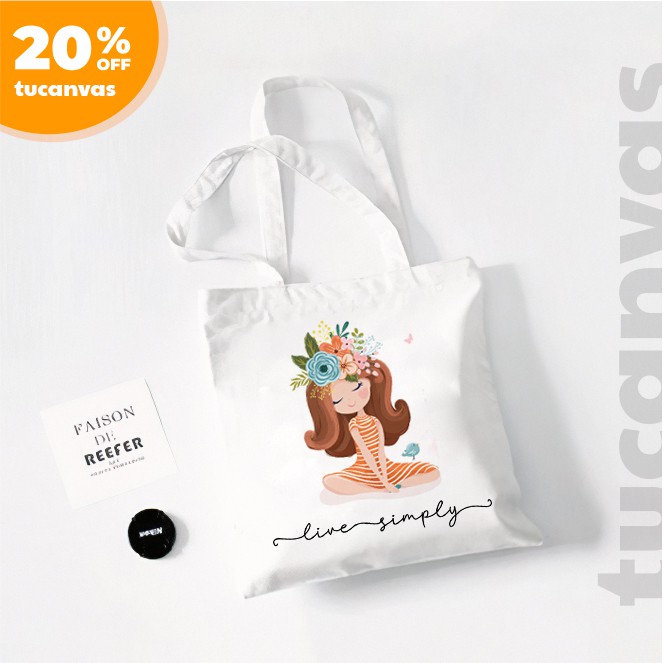Túi Tote in hình giá rẻ vải canvas mềm trơn đẹp đi học TUCANVAS TCV21