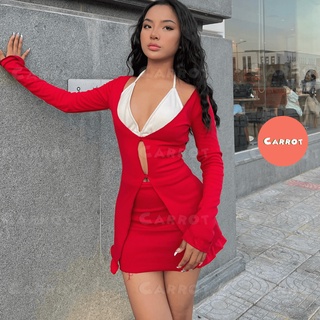 Set áo croptop tay dài thiết kế chân váy ôm body áo ngực sexy quyến rũ chất vải dày dặn đi chơi Carrotxinhdep (53)+(59