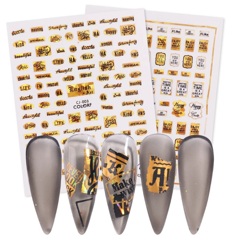 Miếng Dán Trang Trí Móng Tay In Chữ Cái 3D DIY Dành Cho Nữ