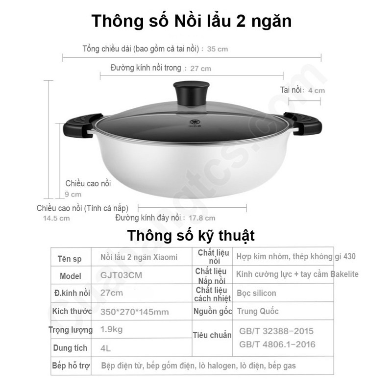 Bếp Điện Từ Xiaomi Mijia Induction Cooker Cao Cấp, Nồi Lẩu-Chống Dính-Dẫn Nhiệt Tốt-Hàng Chính Hãng