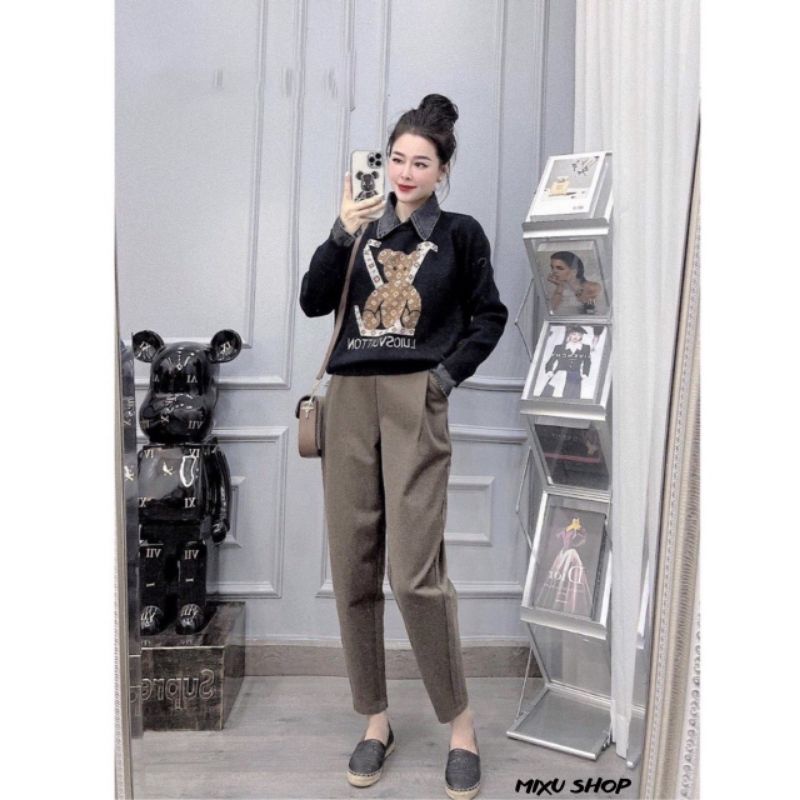 Quần Baggy dạ tăm 2 ly mềm mịn phong cách công sở MIXU31, Quần dạ tăm công sở nữ siêu sang vải mềm mịn 2ly