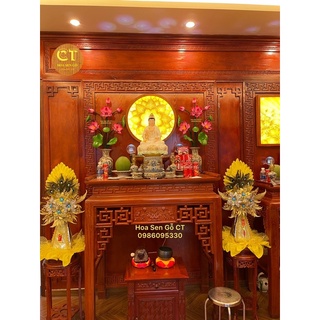 Hoa Sen Gỗ ( Sen Hồng ) Cắm Bình Sứ ( Không Kèm Bình )