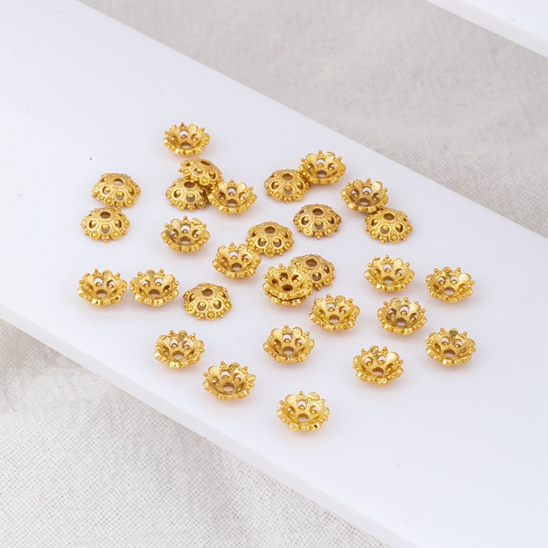 Set 50 Túi Đồng 18K Mặt Nhám Màu Vàng Sangrus 6mm Tự Làm Giá Đỡ Trang Sức
