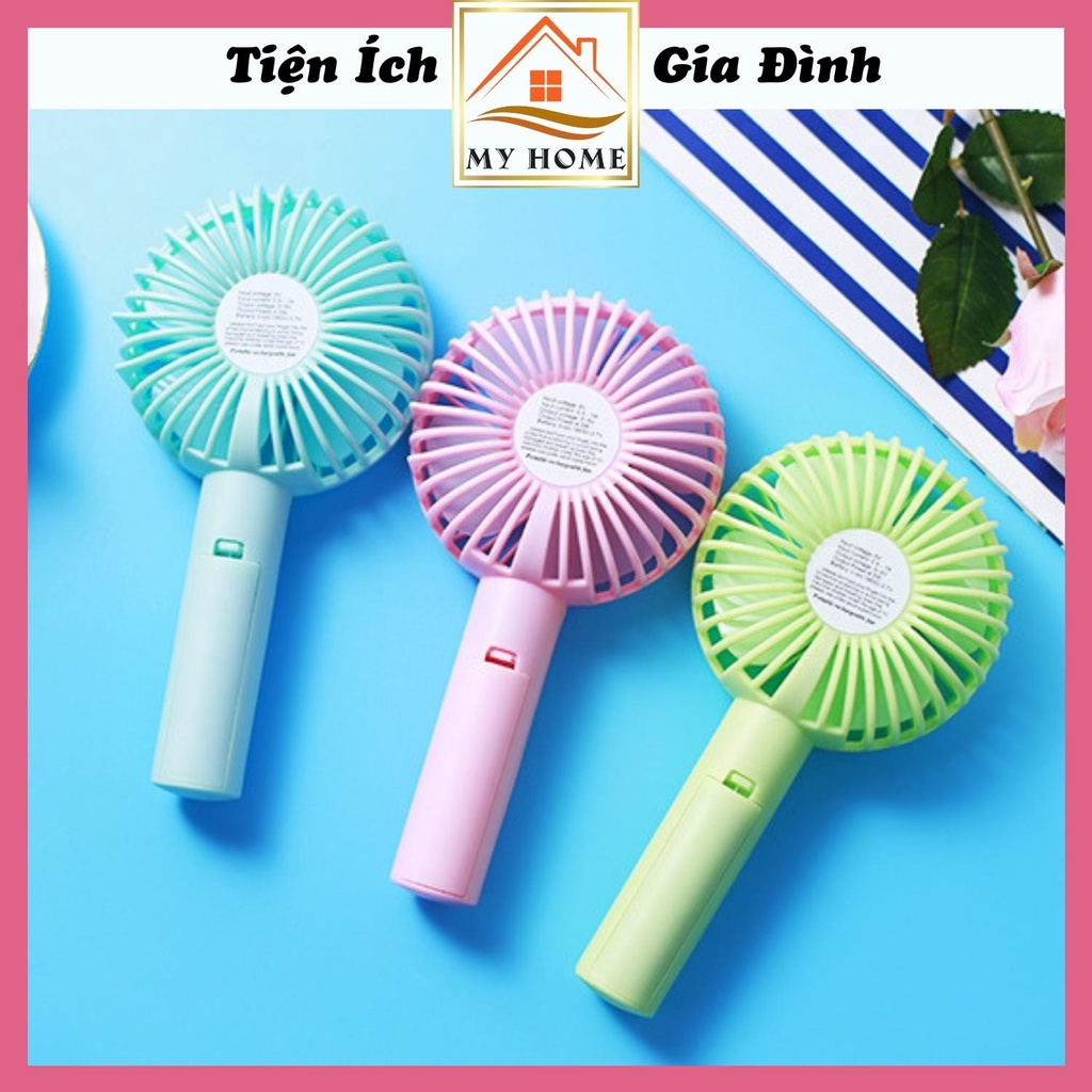 Quạt cầm tay mini, quạt tích điện mini có đế để bàn 3 chế độ kèm sạc USB