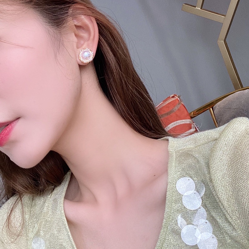 Đôi bông tai nữ RINHOO S925 đính ngọc trai đơn giản thời trang