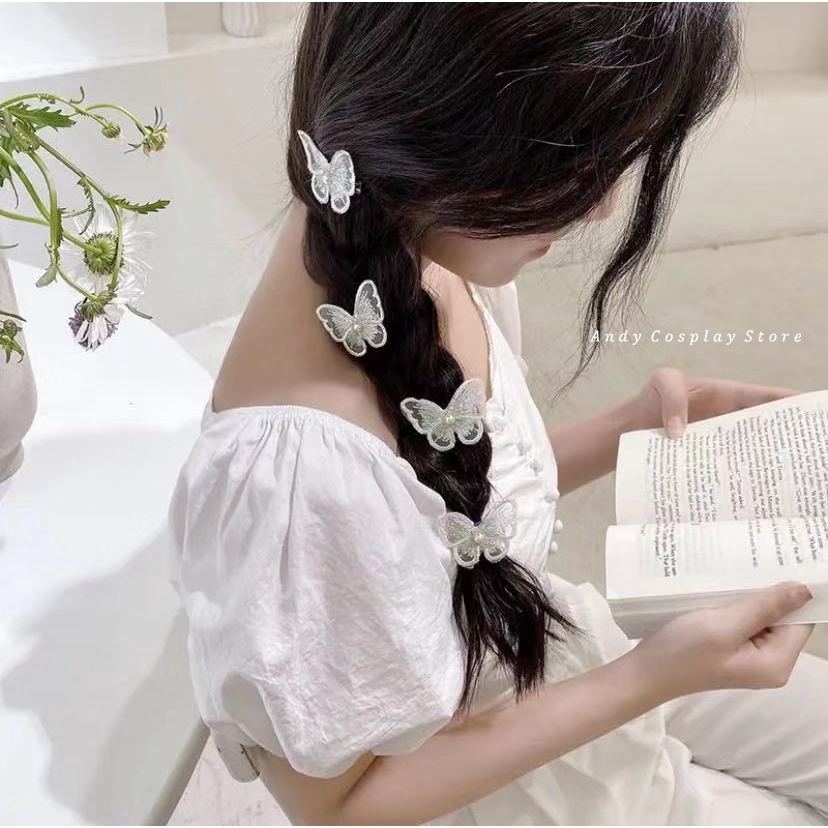 [CÓ SẴN] Kẹp tóc dây tua rua đính ng.ọc trai