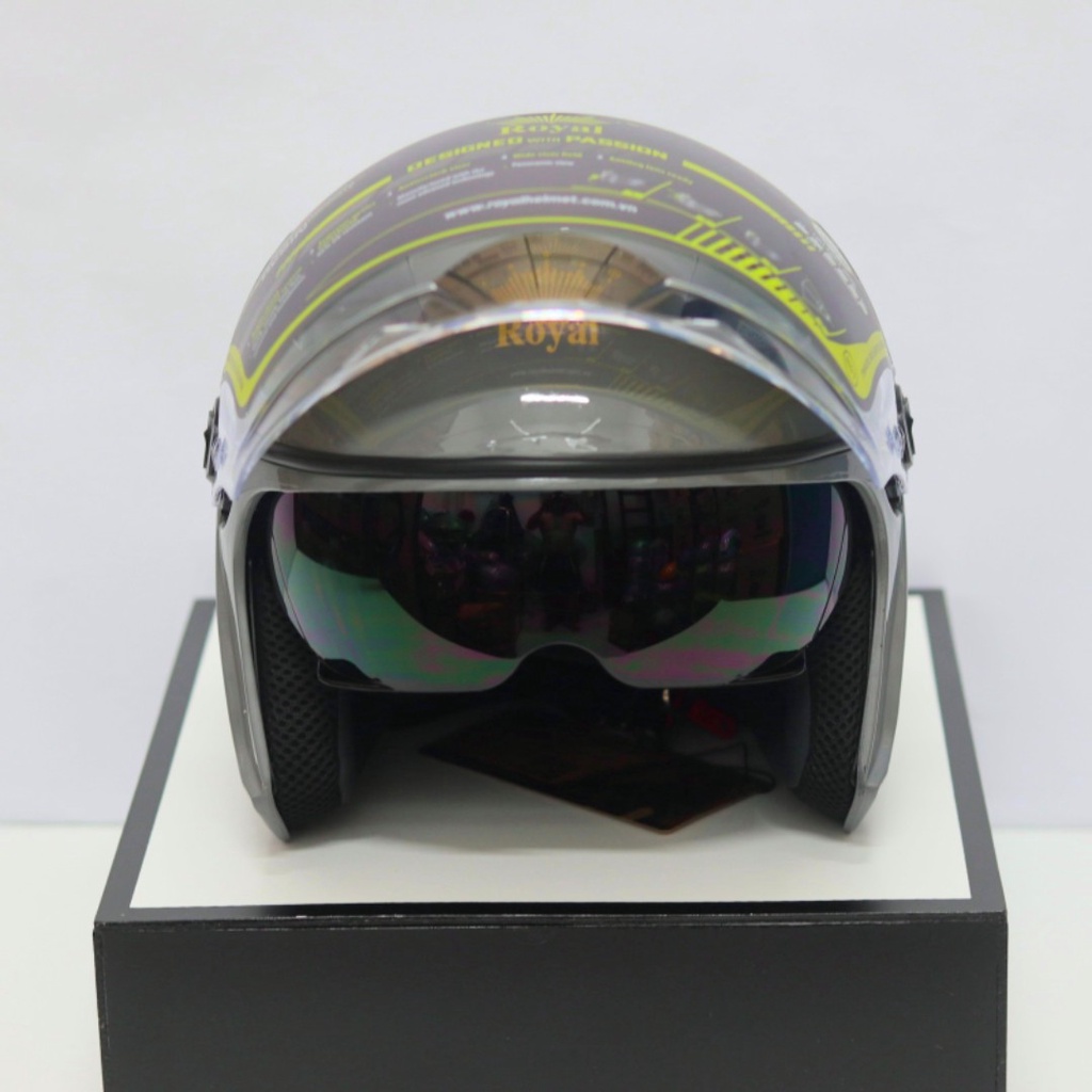 Mũ Bảo Hiểm ROYAL M268 Phiên Bản 2 kính /Màu xám Xi măng .