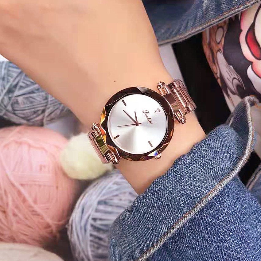 Đồng Hồ Nữ Dây Kim Loại Geneva Mắt Tròn Thời Trang Ulzzang - Hazo