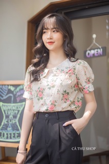 Áo hoa voan đục lỗ
